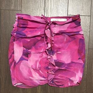 Bershka pink/purple rouched mini skirt